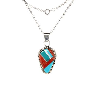 SILVER INLAY PENDANT ZUNI - WAYNE HALOO