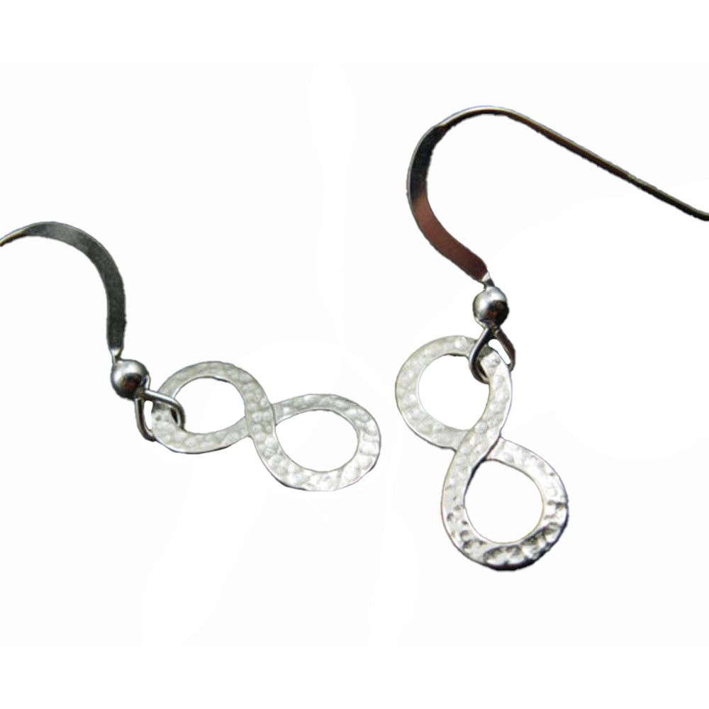 SILVER HAMMERED INFINITY EARRINGS