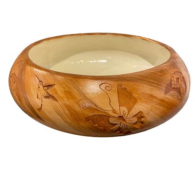 "LARGE KOKOPELLI MEDICINE" Petroglyph Pottery 4.5x11.5
