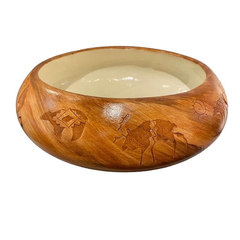 "LARGE KOKOPELLI MEDICINE" Petroglyph Pottery 4.5x11.5