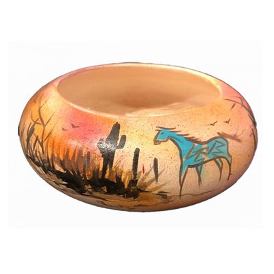 "SW KOKOPELLI MEDICINE" Painted Pottery 3x8