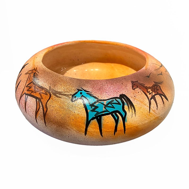 "SW KOKOPELLI MEDICINE" Painted Pottery 3x8
