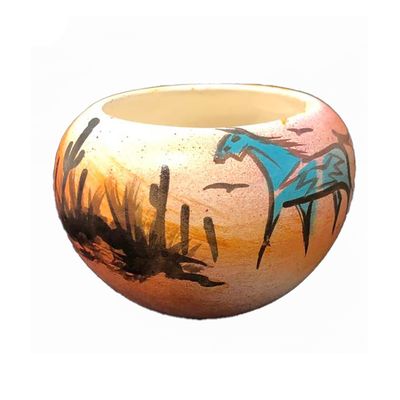 "SW SMALL SHAMAN STORIES" Painted Pottery 3x4.5 "SW SMALL SHAMAN STORIES" Painted Pottery 3x4.5