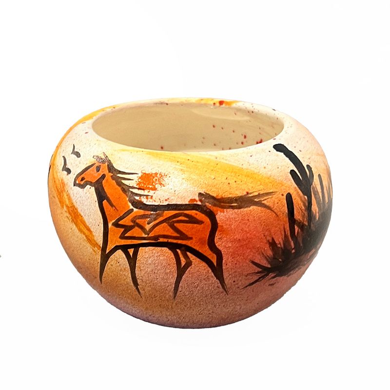 "SW SM SHAMAN STORIES" Painted Pottery 3x4.5