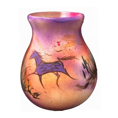 "SW KOKOPELLI MEMORIES" Painted Pottery 9.5x7.5