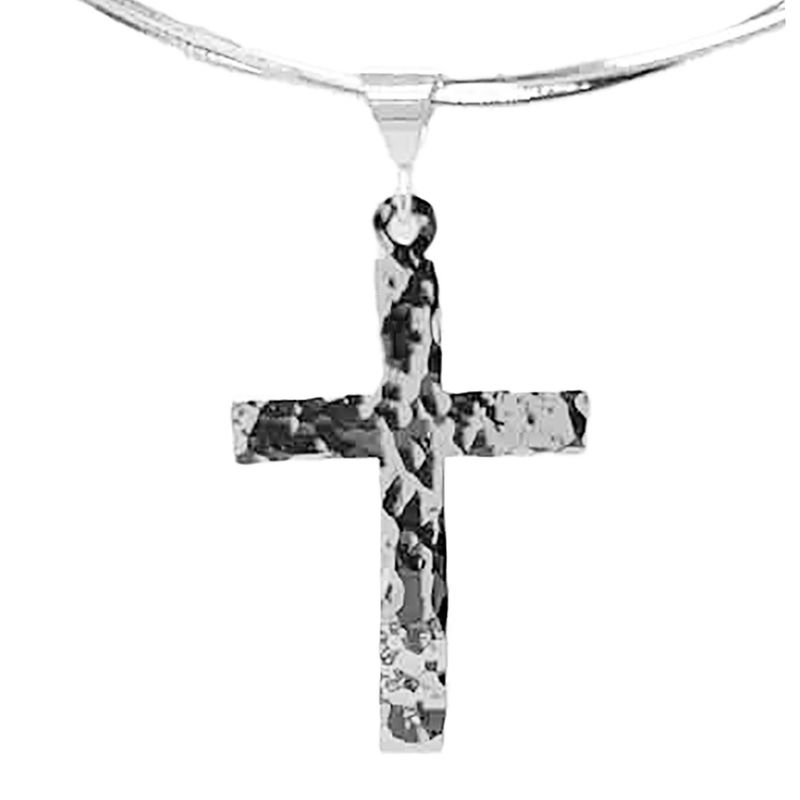 SILVER HAND HAMMERED CROSS PENDANT