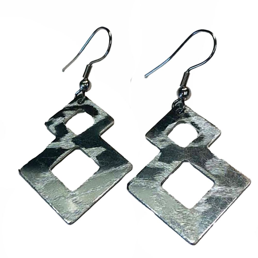SILVER STAINLESS TEXTURED EARRINGS