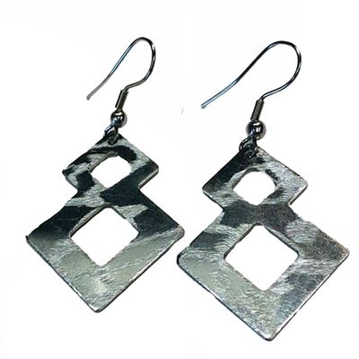 SILVER STAINLESS TEXTURED EARRINGS