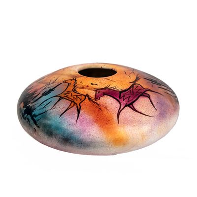 "SW MEDIUM FLAT SEED POT" Painted Pottery 6x11