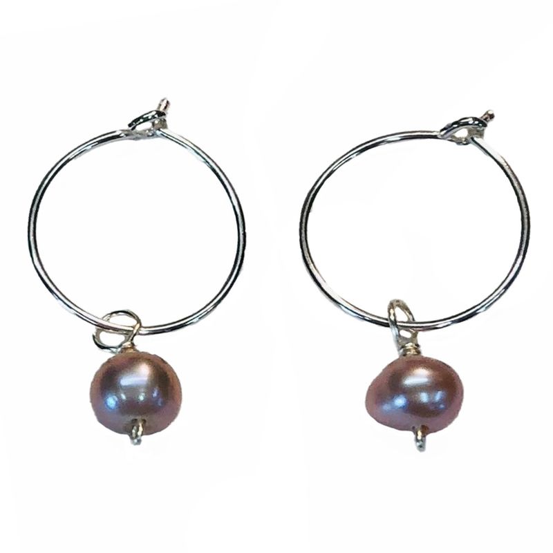 SILVER FRESHWATER PEARL HOOP EARRINGS