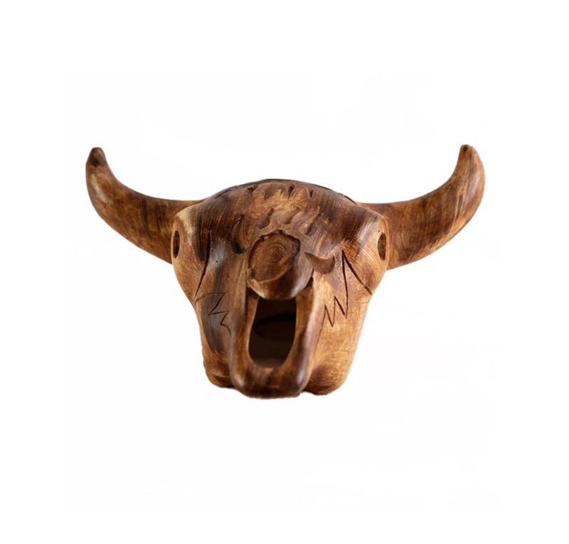 "BUFFALO SKULL" Petroglyph Pottery 5.5x6