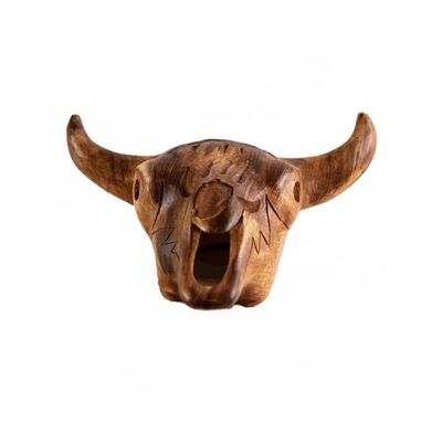 "BUFFALO SKULL" Petroglyph Pottery 5.5x6
