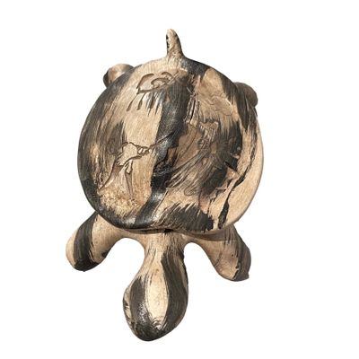 "SM. TURTLE W/SHELL" Petroglyph Pottery 7x5x3