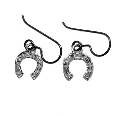 SILVER OXIDIZED DIAMOND HORSESHOE EARRINGS