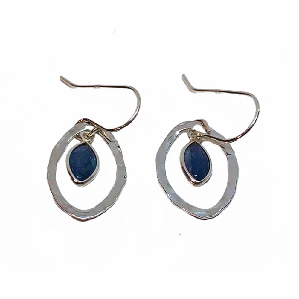 SILVER TANZANITE MARQUISE EARRINGS