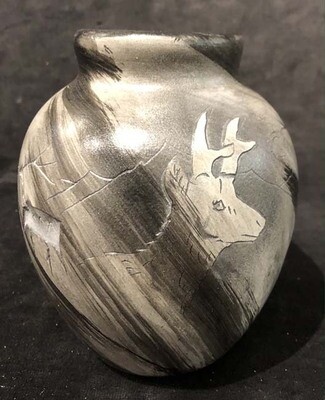 "SMALL PUEBLO ANCESTORS" Petroglyph Pottery 6x5