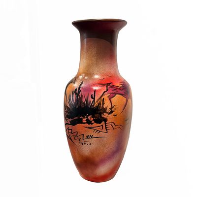 "SW MOTHER VASE" Painted Pottery 14x6.5