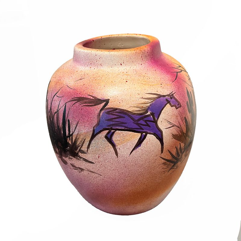 "SW DESERT" Painted Pottery 8x6.5