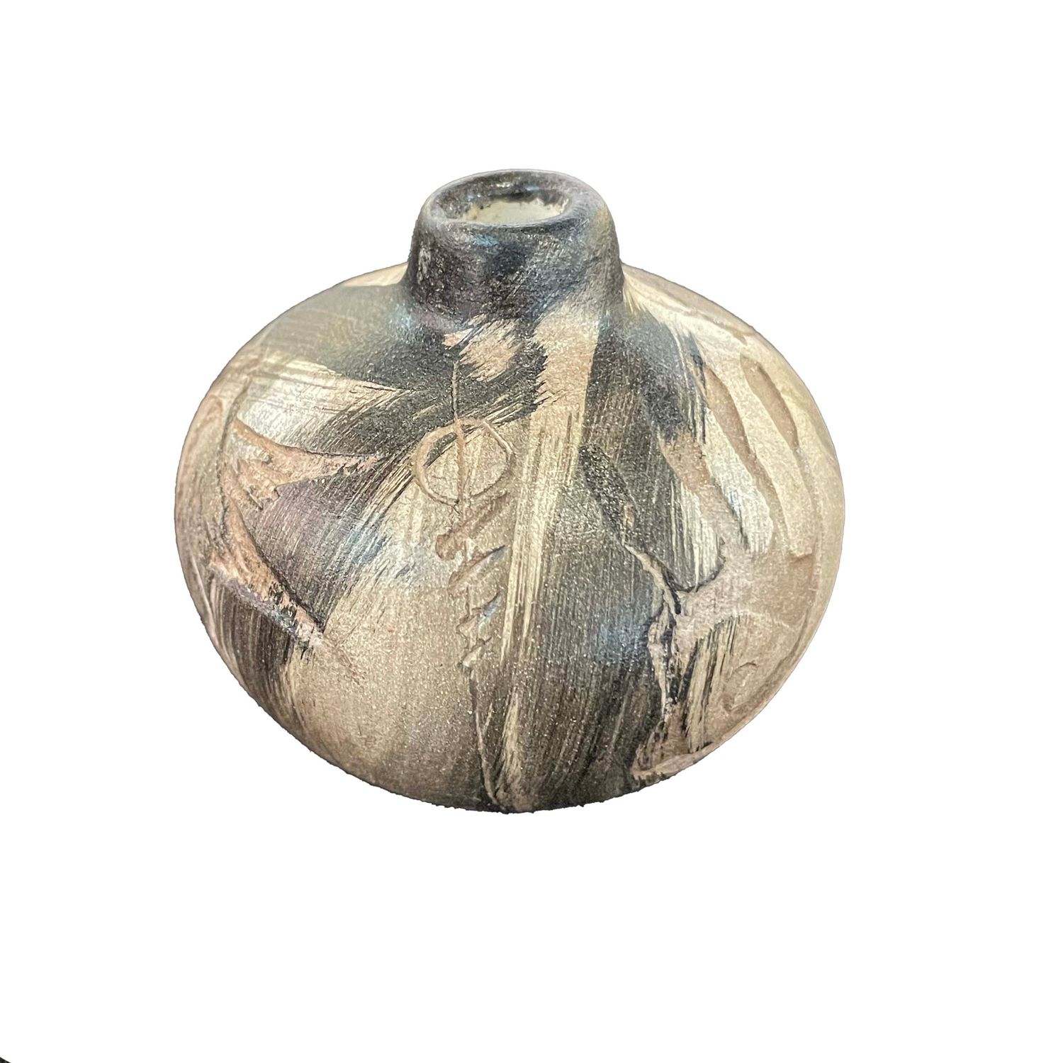 "MINI ROUND SEED POT" Petroglyph Pottery 3x3