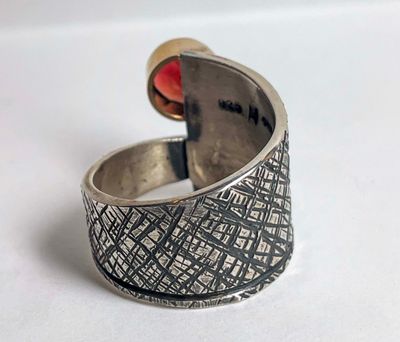 *SILVER/GOLD OXIDIZED TOURMALINE WRAP RING-9
