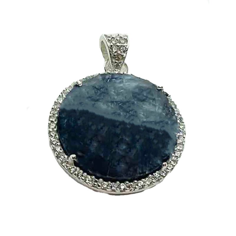 SILVER SAPPHIRE &amp; CZ PENDANT