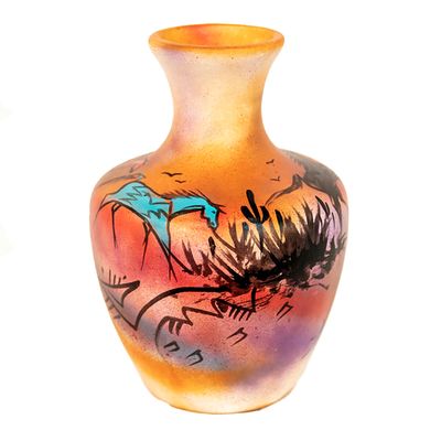 "SW MEDIUM SACRED SONG" Painted Pottery 10x7