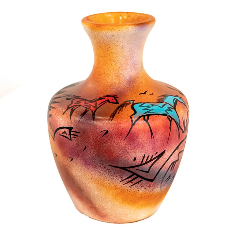 "SW MEDIUM SACRED SONG" Painted Pottery 10x7