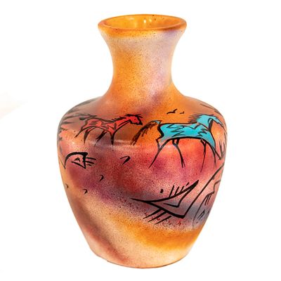 "SW MEDIUM SACRED SONG" Painted Pottery 10x7