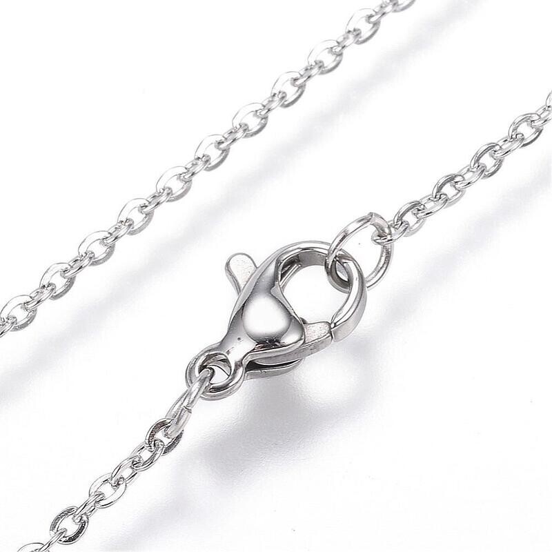 SILVER STAINLESS HEXAGON CZ NECKLACE