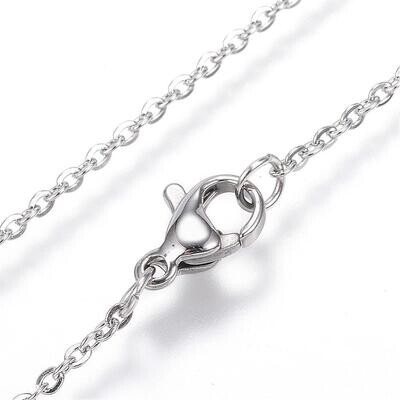 SILVER STAINLESS HEXAGON CZ NECKLACE