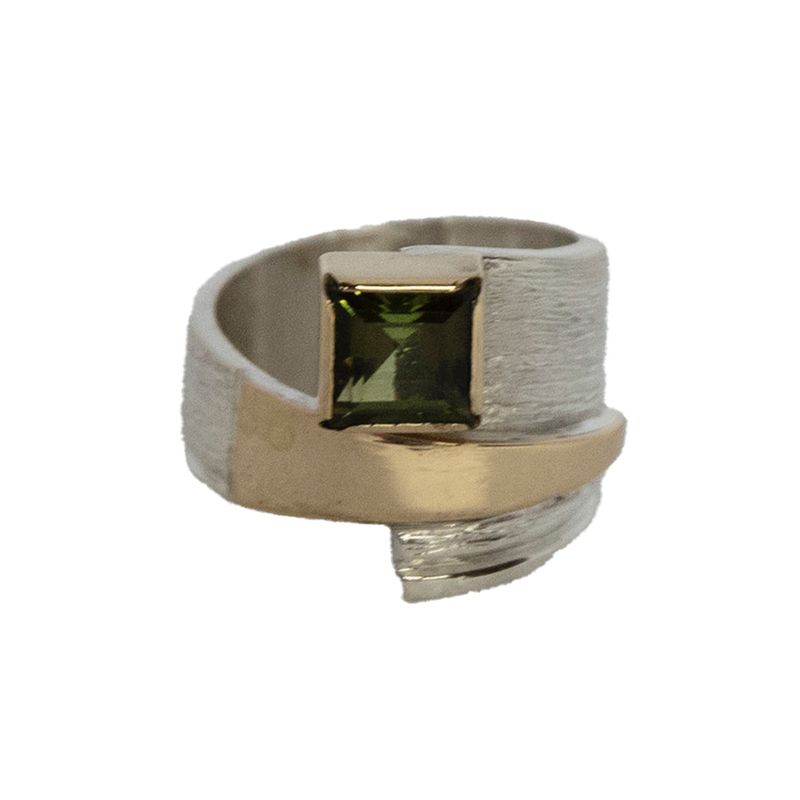 SILVER/14K TOURMALINE WRAP RING-7