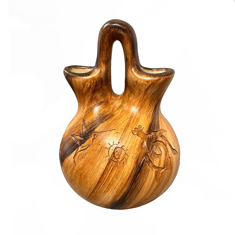 "SM NAVAJO WEDDING VASE" Petroglyph Pottery 8.5x6 "SM NAVAJO WEDDING VASE" Petroglyph Pottery 8.5x6