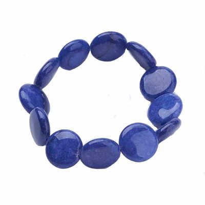 LAPIS COIN BEADED STRETCH BRACELET