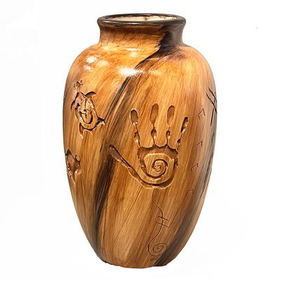 "KOKOPELLI SONG" Petroglyph Pottery 10x6