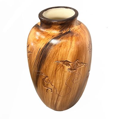 "KOKOPELLI SONG" Petroglyph Pottery 10x6