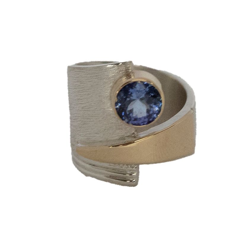 SILVER/14K TANZANITE WRAP RING-7.5
