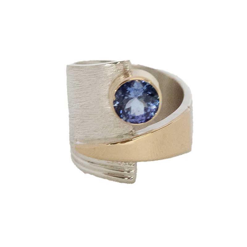 SILVER/14K TANZANITE WRAP RING-7.5