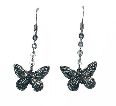 SILVER STAINLESS BUTTERFLY EARRINGS