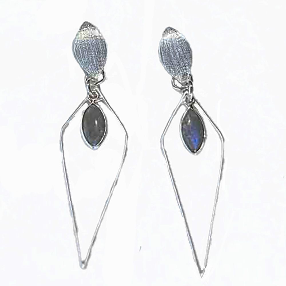 SILVER LABRADORITE MARQUISE EARRINGS