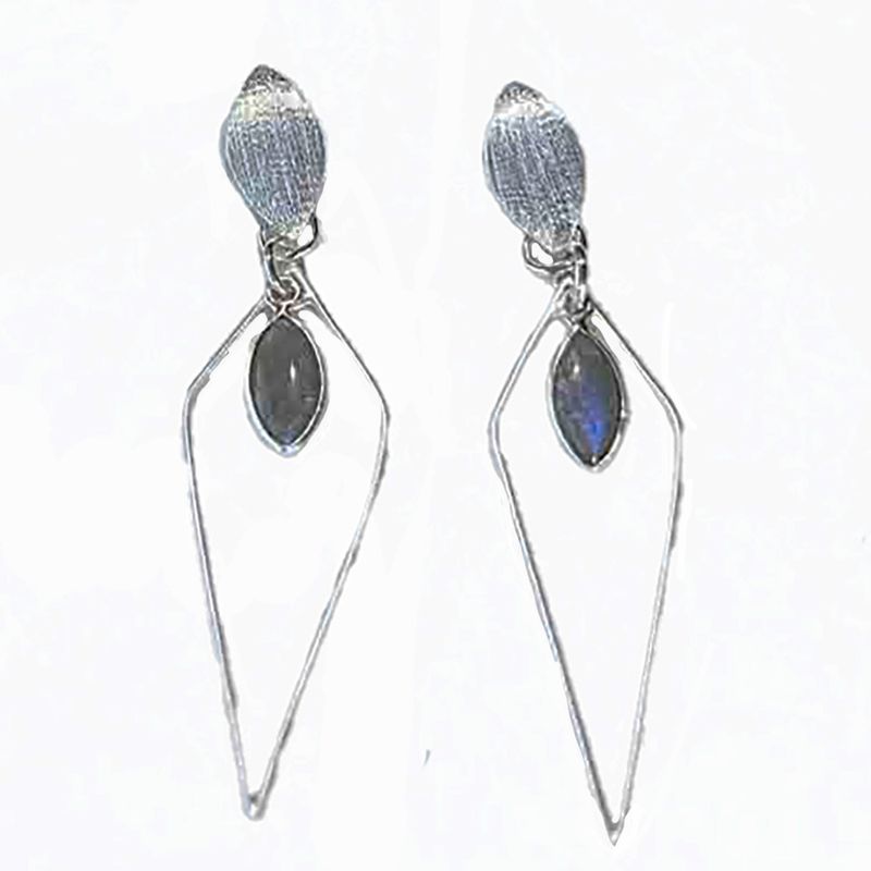 SILVER LABRADORITE MARQUISE EARRINGS