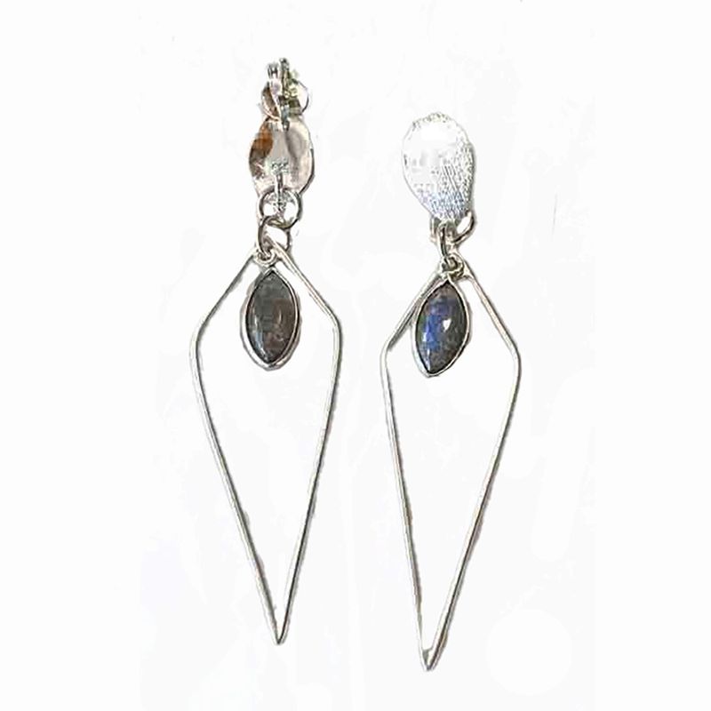 SILVER LABRADORITE MARQUISE EARRINGS
