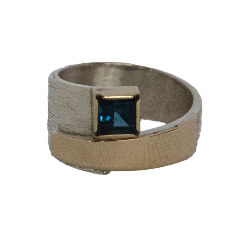 SILVER/14K TOPAZ WRAP RING-9.5