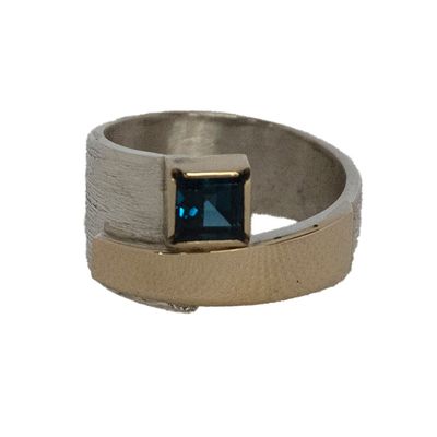 SILVER/14K TOPAZ WRAP RING-9.5