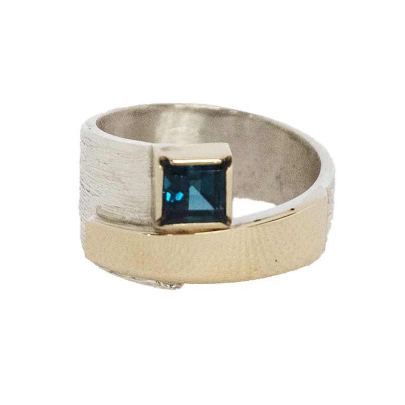 SILVER/14K TOPAZ WRAP RING - 9.5