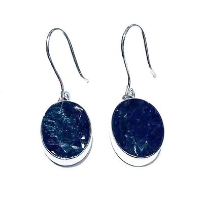 SILVER OVAL SAPPHIRE EARRINGS