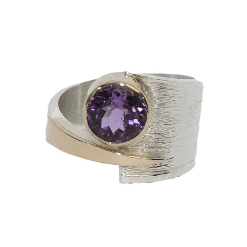 SILVER/14K AMETHYST WRAP RING-9.5