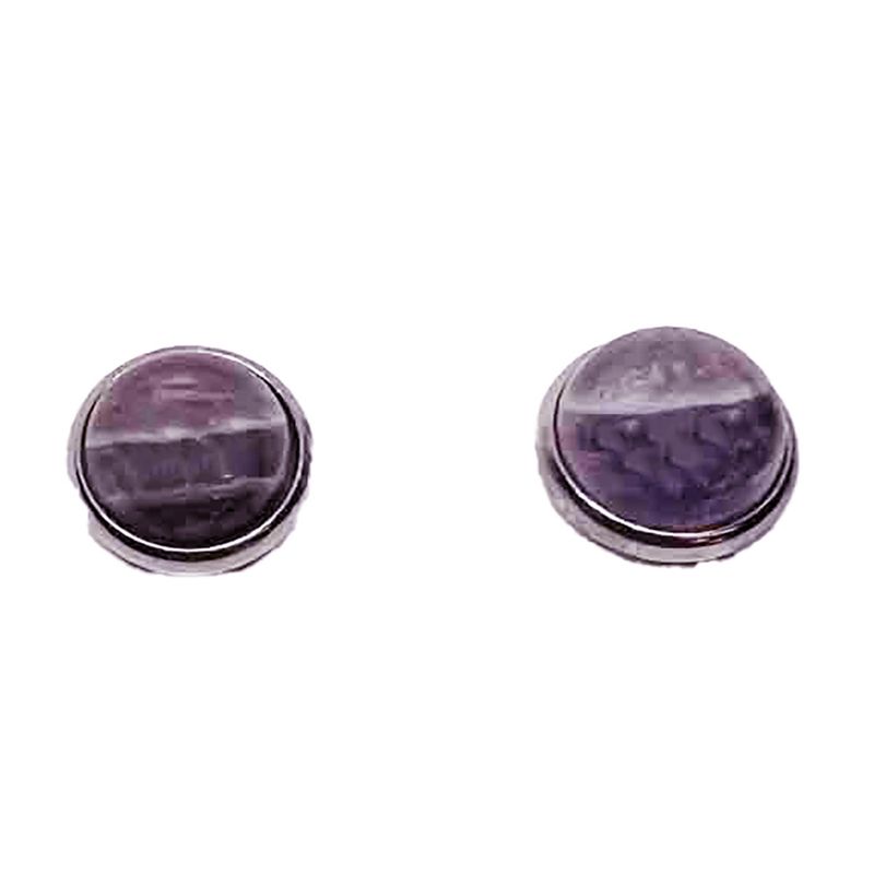 SILVER STAINLESS AMETHYST ROUND STUD EARRING SILVER STAINLESS AMETHYST ROUND STUD EARRING