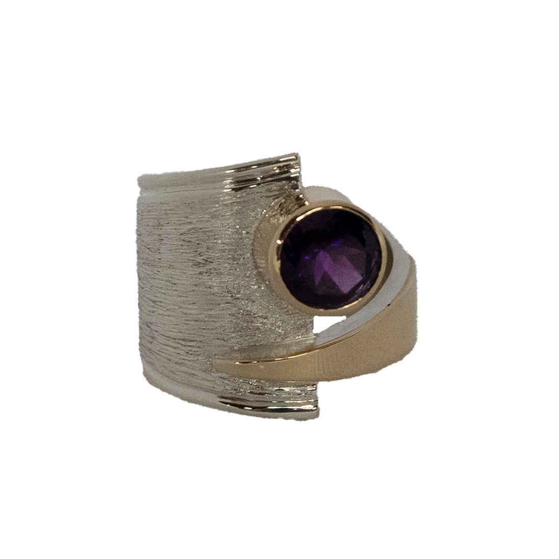 SILVER/14K AMETHYST WRAP RING-9.5