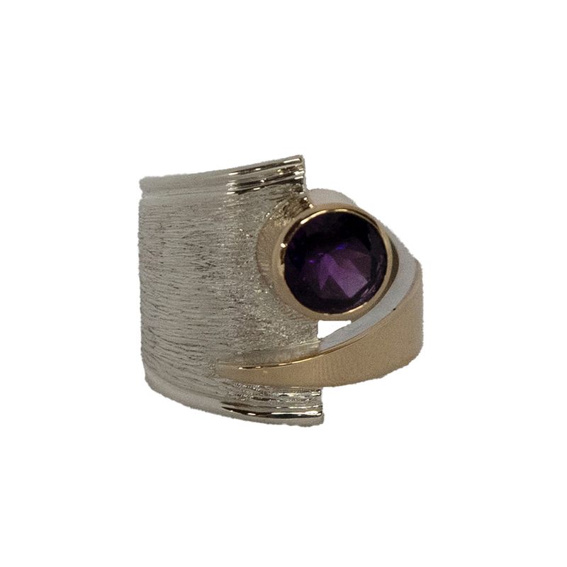 SILVER/14K AMETHYST WRAP RING-9.5