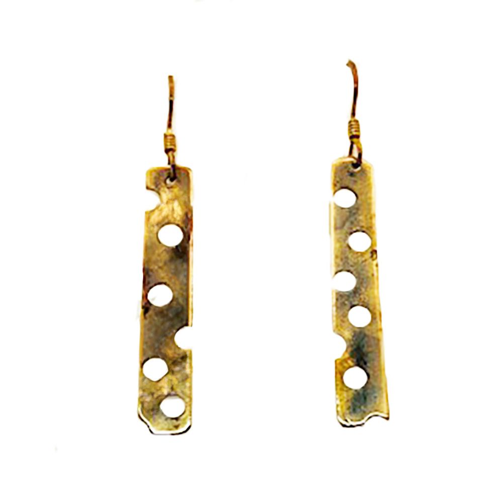 BRONZE OXIDIZED STICK ABSTRACT EARRINGS